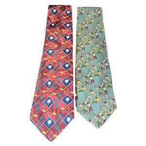 Golf Tie Neckties BD Baggies and Spencer & Lowe Red Golf Balls Green Golfers Two